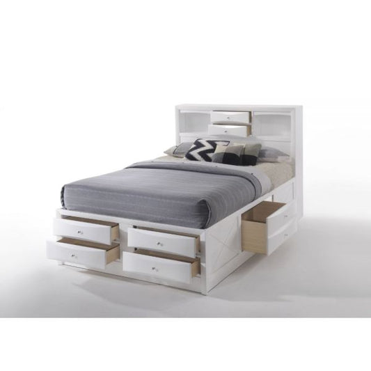 ACME Furniture Queen Ireland storage bed 4pc set- white / black / brown / gray