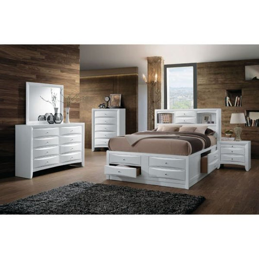 ACME Furniture Queen Ireland storage bed 4pc set- white / black / brown / gray