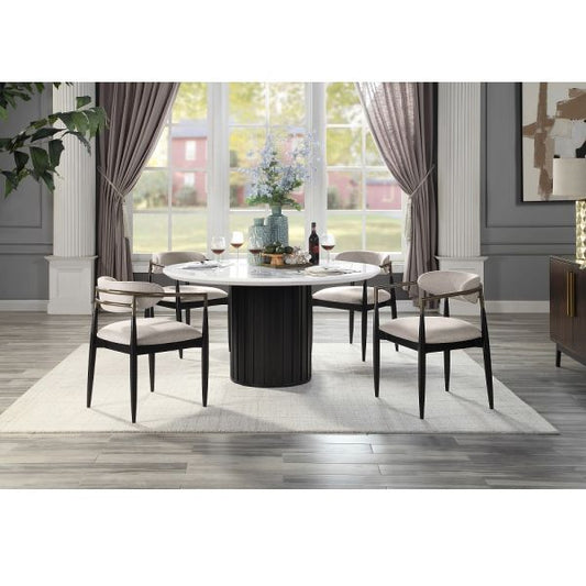 ACME furniture jaramillo 5pc dining table set marble top.