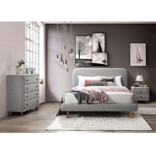 ACME FURNITURE Cleo gray Boucle bed Queen size