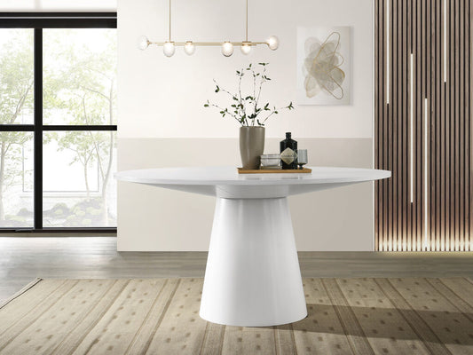 Jasper 59" Contemporary Round Dining Table in white