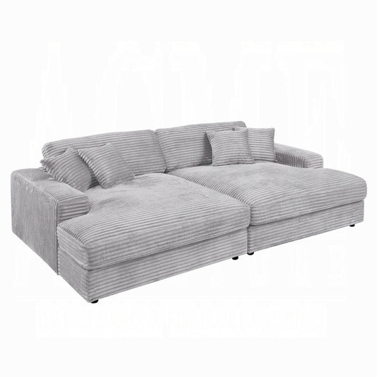 Hilde Sectional Sofa w/4 Pillows - gray corduroy sectional sofa double chaise