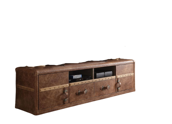 Acme furniture Aberdeen TV Stand with top grain leather