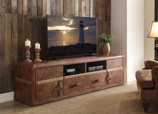 Acme furniture Aberdeen TV Stand with top grain leather