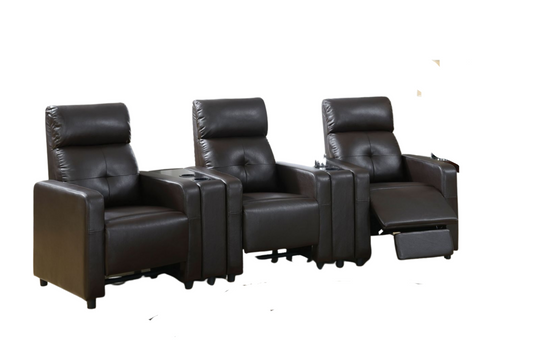 Acme furniture 3pc Britten Home Theater Reclining Chairs With 2 Consoles color espresso